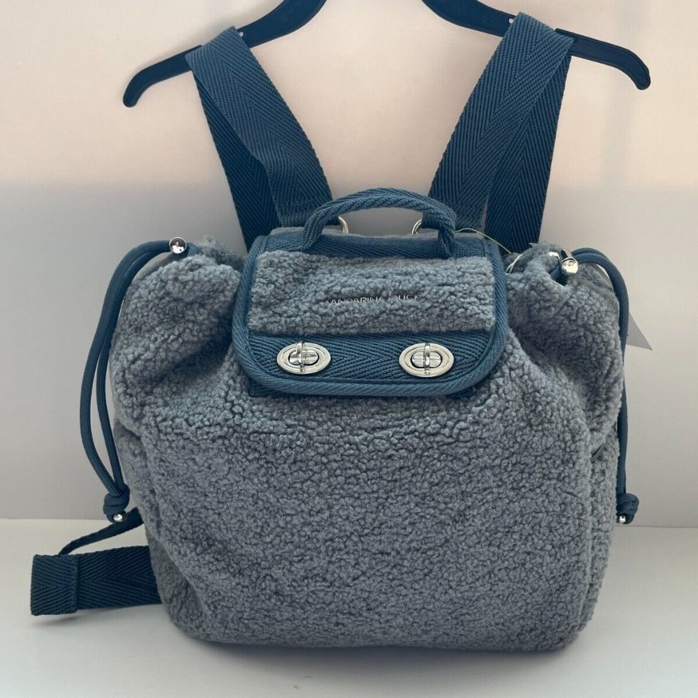 NWT Mandarina Duck Unisex Backpack Bag Cotton Zipper Utility Teady Blue Smoke